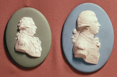 19世紀初頭のプリンスオブウェールズおよび第1子爵ダンコムとしてのジョージIV（1762-1830）のウェッジウッドメダリオン（ジャスパーウェア）